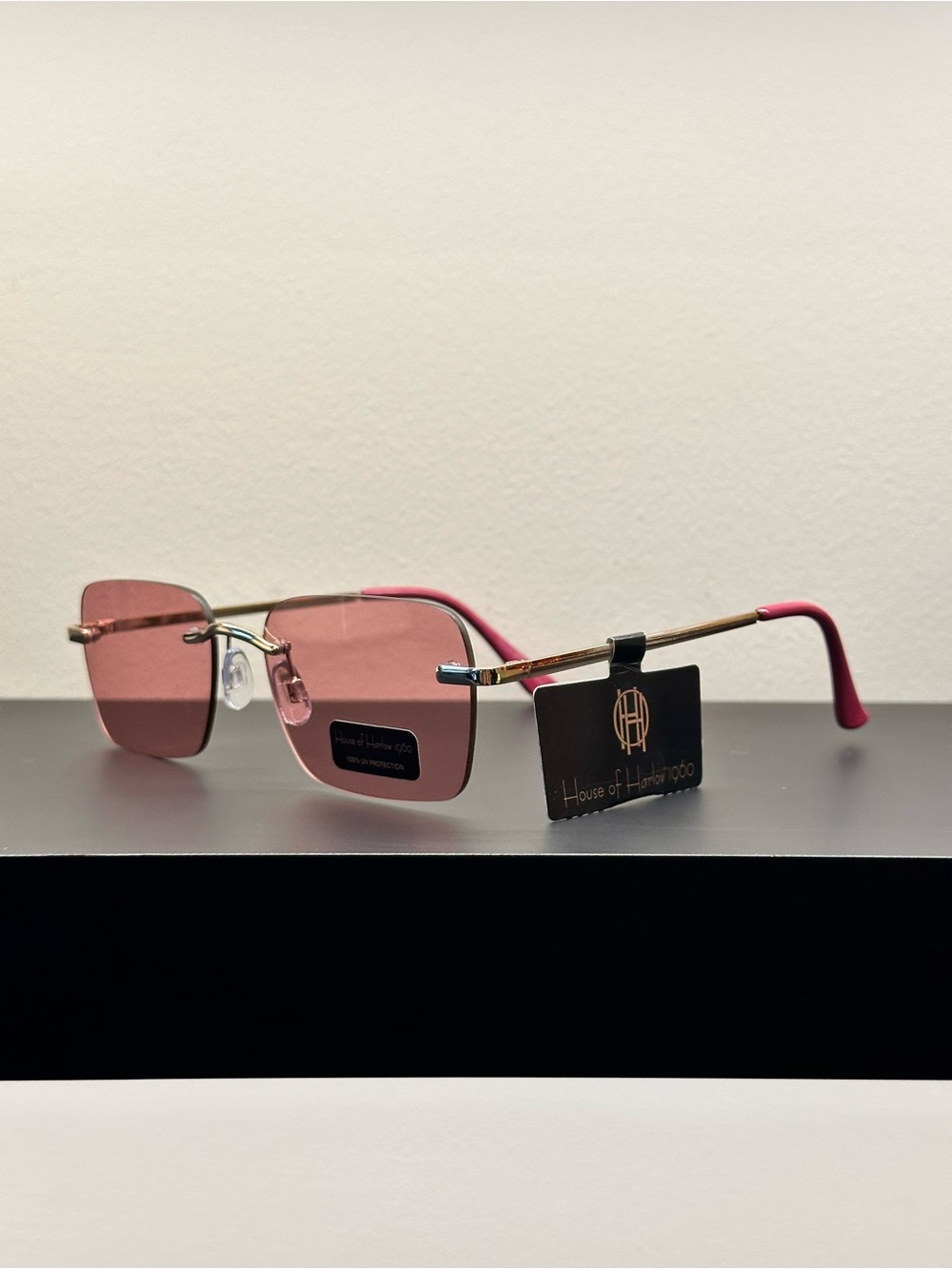 House of Harlow 1960 Pink Rimless Sunglasses
